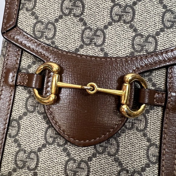 Gucci Horsebit 1955 Mini Bag Crossbody Purse Brown GG - Picture 8 of 10